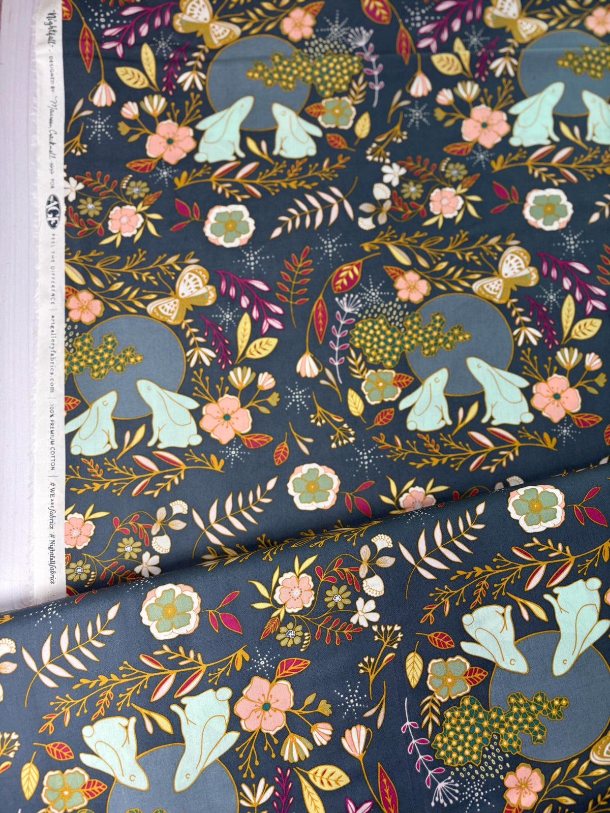 Nightfall Moon Stories Spark | Art Gallery Fabrics | AGF Quilt Fabrics | Bunny Fabric | Sold by the Half Yard