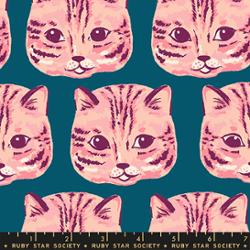 PREORDER RSS | Oops! All Cats - Meow Meow Canvas in Warm Teal | May 2027 | Half Yard