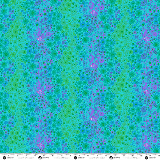 PRE-ORDER Nov 2026 | Menagerie by Alison Glass | Fish Aqua | Half Yard