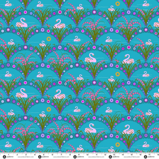 PRE-ORDER Nov 2026 | Menagerie by Alison Glass | Swan in Peacock | Half Yard