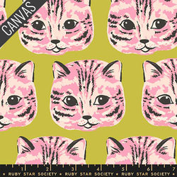 PREORDER RSS | Oops! All Cats - Meow Meow Canvas in Pistachio | May 2027 | Half Yard