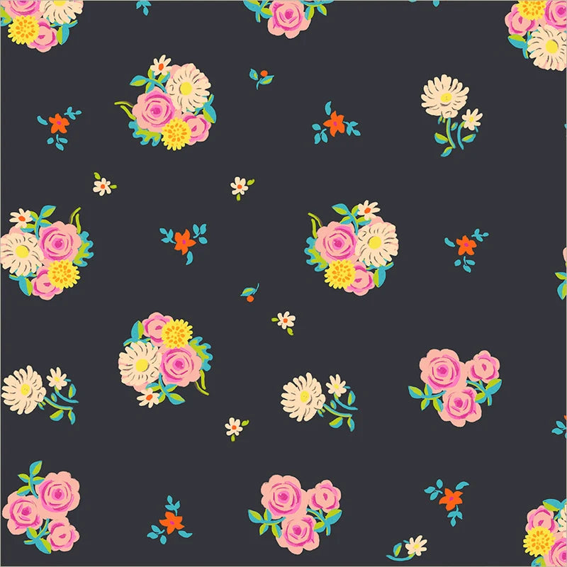 PRE-Order Heather Ross | Boat Race - Denyse Floral in Soot | Half Yard - March 2027