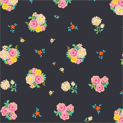 PRE-Order Heather Ross | Boat Race - Denyse Floral in Soot | Half Yard - March 2027
