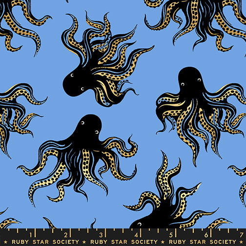 Ruby Star Society | Sarah Watts | Ink Shop - Mystery Food Lindley Blue | Sold by Half Yard