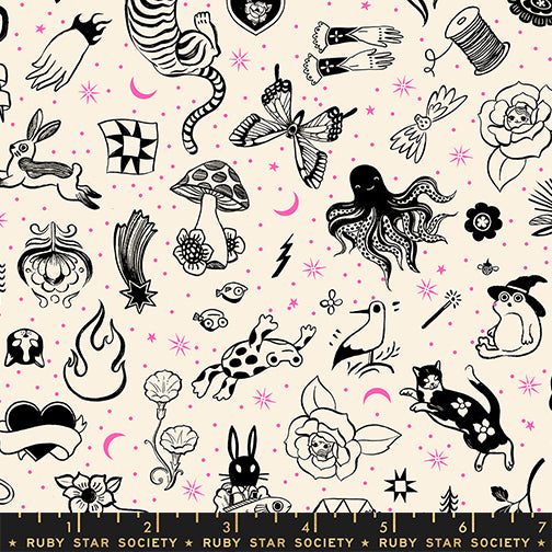Ruby Star Society | Sarah Watts | Ink Shop - Tattoo Flash in Natural | Sold by Half Yard