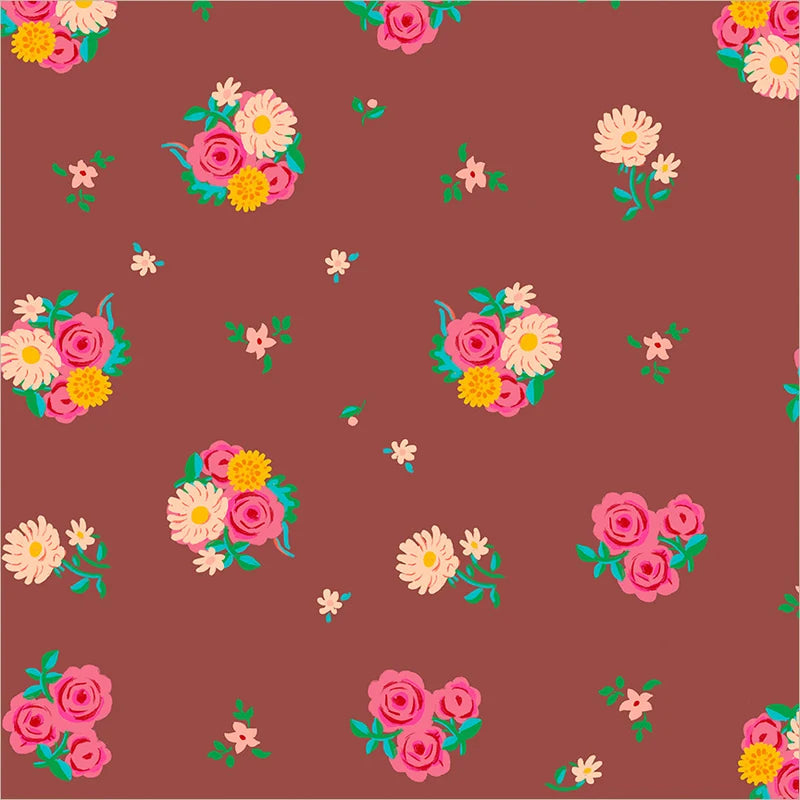 PRE-Order Heather Ross | Boat Race - Denyse Floral Brown | Half Yard - March 2027
