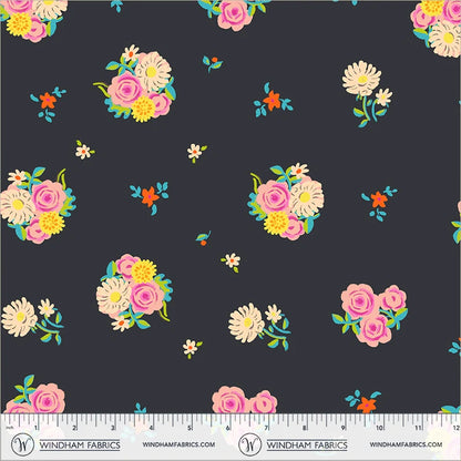 PRE-Order Heather Ross | Boat Race - Denyse Floral in Soot | Half Yard - March 2027
