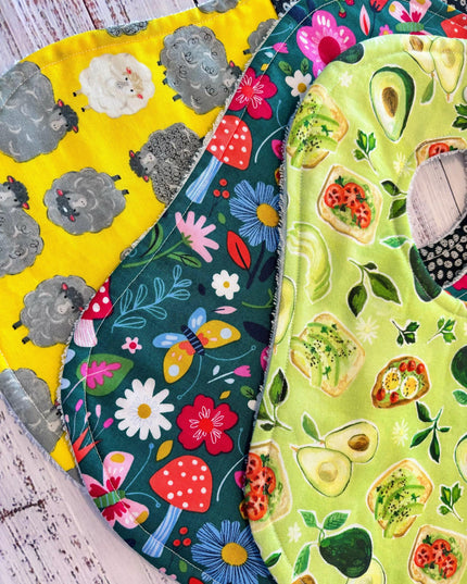 Baby Bibs - Baby Bib Set - Girl Bibs - Girl Baby Bibs - Sheep Bibs - Avocado Toast - Baby Girl Gift - Baby Shower Gift - Strawberry Bibs