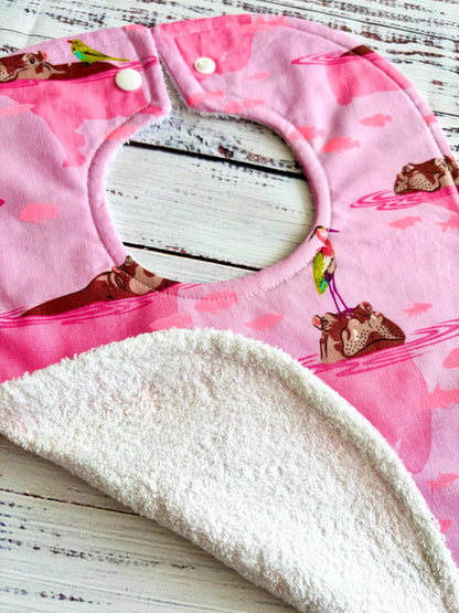 Baby Bibs - Baby Girl Bibs - Baby Hippo - Bibs - Hippos - Baby Shower Gift - Baby Christmas Gift - Baby Gift