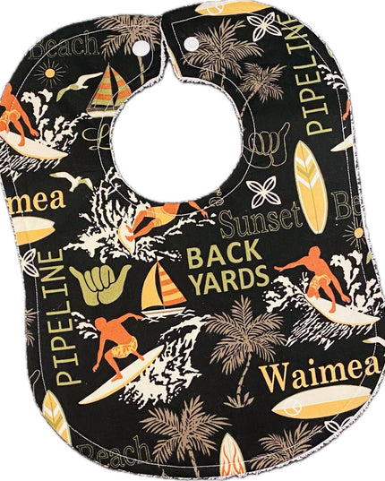 Baby Bibs - Baby Boy Bibs - Aloha Bib - Surfer Bib - Surfboard - Baby Shower Gift - Baby's First Christmas Gift - Baby Bib Set - Hawaiian