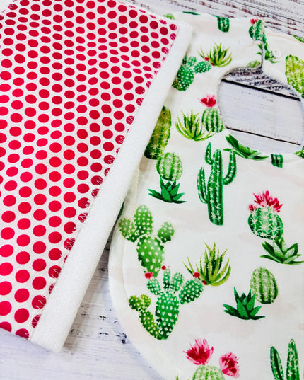 Baby Bib and Burp Cloth - Baby Bibs - Cactus Bib - Cactus - Baby Shower Gift - Baby's First Christmas Gift