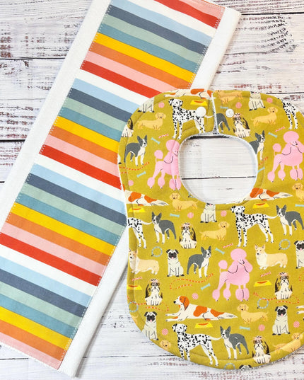 Baby Bib and Burp Cloth - Baby Bibs - Dog Bib - Dogs - Baby Shower Gift - Baby's First Christmas Gift