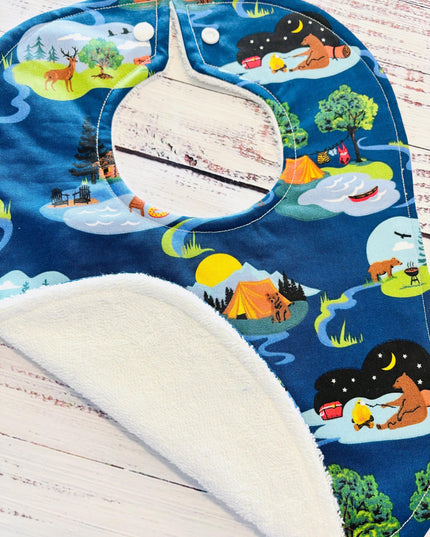 Baby Bib and Burp Cloth - Baby Boy Bibs - Bear Bib - Woodland Baby Animals - Baby Shower Gift - Baby's First Christmas Gift