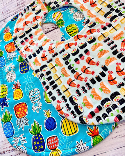 Baby Bibs - Baby Boy Bibs - Sushi Bibs - Bibs - Pineapple Baby Bib - Aloha Bibs - Baby Shower Gift - Baby Christmas Gift - Hawaiian Bibs