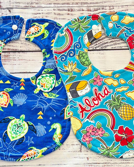 Baby Bibs - Baby Boy Bibs - Turtle Bibs - Bibs - Surfer Baby Bib - Aloha Bibs - Baby Shower Gift - Baby Christmas Gift - Hawaiian Bibs