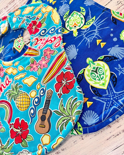Baby Bibs - Baby Boy Bibs - Turtle Bibs - Bibs - Surfer Baby Bib - Aloha Bibs - Baby Shower Gift - Baby Christmas Gift - Hawaiian Bibs