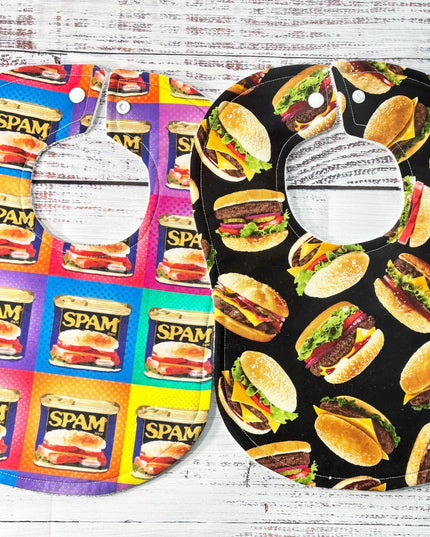 Baby Bibs - Gender Neutral Bibs - Cheeseburger - Spam - Baby Shower Gift - Baby's First Christmas Gift - New Baby Gift  - Bibs