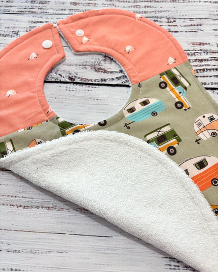 Baby Bibs - Baby Girl Bibs - Camping Bib - Bib - Bibs - Girl Camping Bib - Baby Shower Gift - Baby's First Christmas Gift
