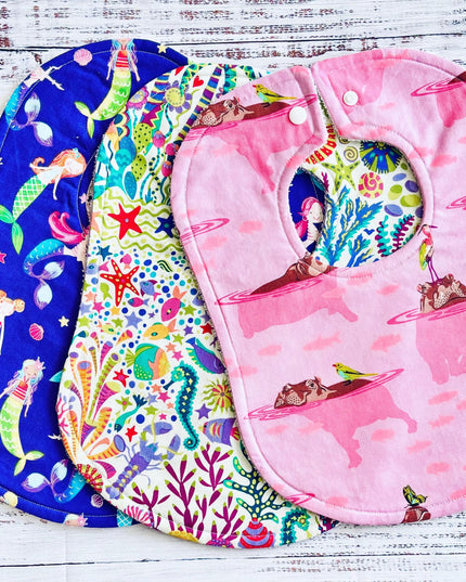Girl Baby Bib Gift Set | Hippo Bibs | Drool Bib | Mermaid Baby Bibs | Girl Drool Bibs | New Baby Gift | Baby Gift | Florida Baby