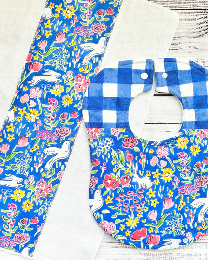 Baby Bib and Burp Cloth - Baby Girl Bibs - Baby Shower Gift - Baby's First Christmas Gift - Bib and Burp Cloth Set - Bib Burp Cloth Set