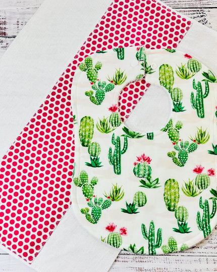 Baby Bib and Burp Cloth - Baby Bibs - Cactus Bib - Cactus - Baby Shower Gift - Baby's First Christmas Gift