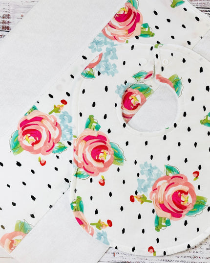 Baby Bib and Burp Cloth - Baby Girl Bibs - Boho Bib - Boho - Baby Shower Gift - Baby's First Christmas Gift
