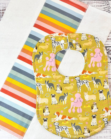 Baby Bib and Burp Cloth - Baby Bibs - Dog Bib - Dogs - Baby Shower Gift - Baby's First Christmas Gift