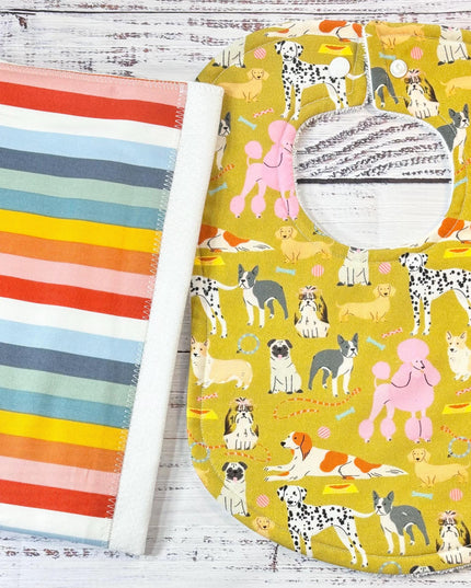 Baby Bib and Burp Cloth - Baby Bibs - Dog Bib - Dogs - Baby Shower Gift - Baby's First Christmas Gift