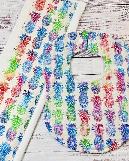 Baby Bib and Burp Cloth - Baby Bibs - Pineapple Bib - Pineapples - Baby Shower Gift - Baby's First Christmas Gift