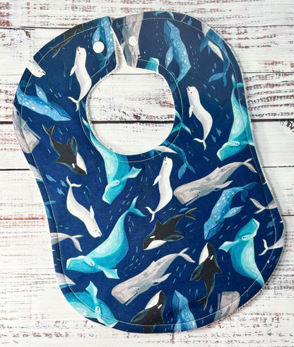 Baby Bibs - Baby Boy Bibs - Aloha Bib - Whale Bib - Whales - Baby Shower Gift - Baby's First Christmas Gift - Baby Bib Set - Hawaiian