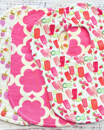 Baby Bibs - Baby Girl Bibs - Popsicle - Strawberries - Strawberry Baby Bibs - Baby Shower Gift - Baby Easter Gift - Baby Gift - Berry Bib