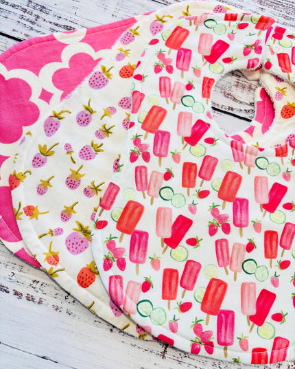 Baby Bibs - Baby Girl Bibs - Popsicle - Strawberries - Strawberry Baby Bibs - Baby Shower Gift - Baby Easter Gift - Baby Gift - Berry Bib