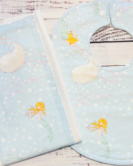 Baby Bib and Burp Cloth - Baby Bibs - Mermaids Bib - Florida - Baby Shower Gift - Baby's Easter Gift