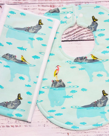 Baby Bib and Burp Cloth - Baby Bibs - Hippo Bib - Florida - Baby Shower Gift - Baby's Easter Gift
