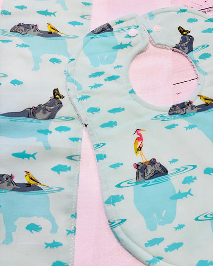 Baby Bib and Burp Cloth - Baby Bibs - Hippo Bib - Florida - Baby Shower Gift - Baby's Easter Gift