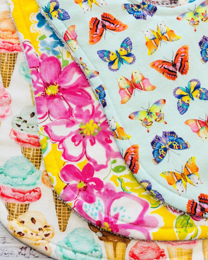 Baby Bibs - Baby Girl Bibs - Ice Cream - Butterflies - Butterfly Baby Bibs - Baby Shower Gift - Baby Easter Gift - Baby Gift - Berry Bib