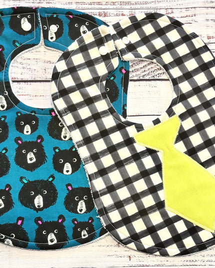 Baby Bibs - Baby Boy Bibs - Bear Bib - Ruby Star Society - RSS - Tie Bib - Baby Shower Gift - Teddybear