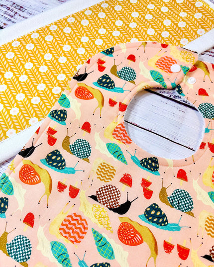 Baby Bib and Burp Cloth - Baby Bibs - Snails - Baby Shower Gift - Baby's First Gift - Baby Snail