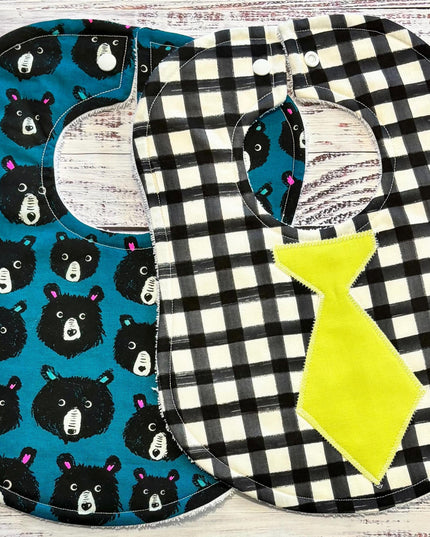 Baby Bibs - Baby Boy Bibs - Bear Bib - Ruby Star Society - RSS - Tie Bib - Baby Shower Gift - Teddybear