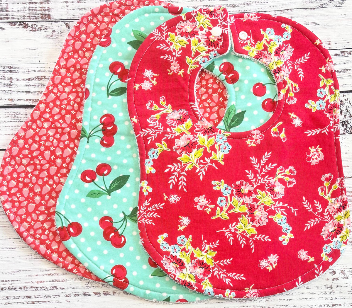 Baby Bibs | Girl Baby Bib | Strawberry Bibs | Cherry Bib | Drool Bibs | Girl Baby Bib Gift Set | Toddler Bibs | New Baby Gift