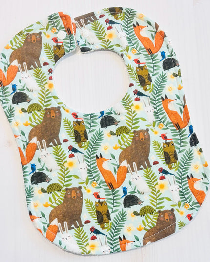 Baby Bib and Burp Cloth - Baby Boy Bibs - Bear Bib - Woodland Baby Animals - Baby Shower Gift - Baby Fox - Baby Bear