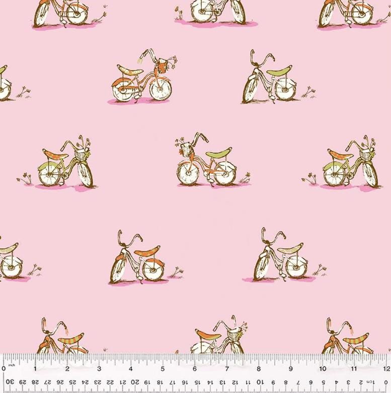 Heather Ross Studio Edit Dream Bike Pink 54327D-6, Windham Fabric, Cotton, Sold by the Half Yard