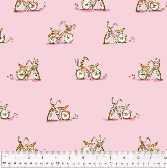 Heather Ross Studio Edit Dream Bike Pink 54327D-6, Windham Fabric, Cotton, Sold by the Half Yard