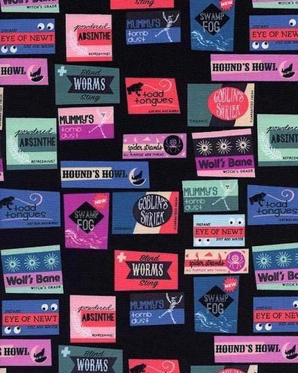 Cotton + Steel, BOO! 2016 OOP, Witches Cabinet, Cotton, Sold by the Fat Quarter