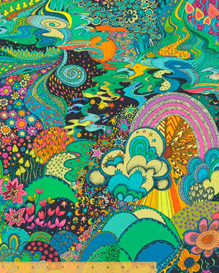 Sally Kelly, Xanadu in Midnight, Paradiso, Windham Fabric, Cotton, Sold by the Half Yard