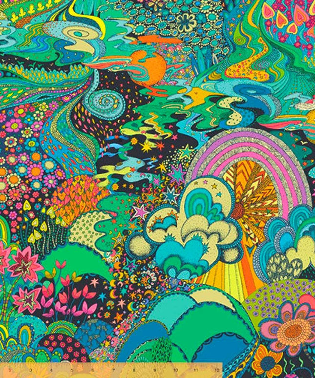 Sally Kelly, Xanadu in Midnight, Paradiso, Windham Fabric, Cotton, Sold by the Half Yard