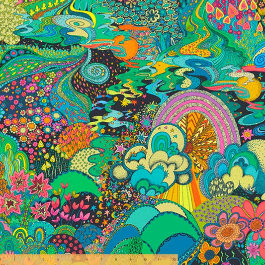 Sally Kelly, Xanadu in Midnight, Paradiso, Windham Fabric, Cotton, Sold by the Half Yard