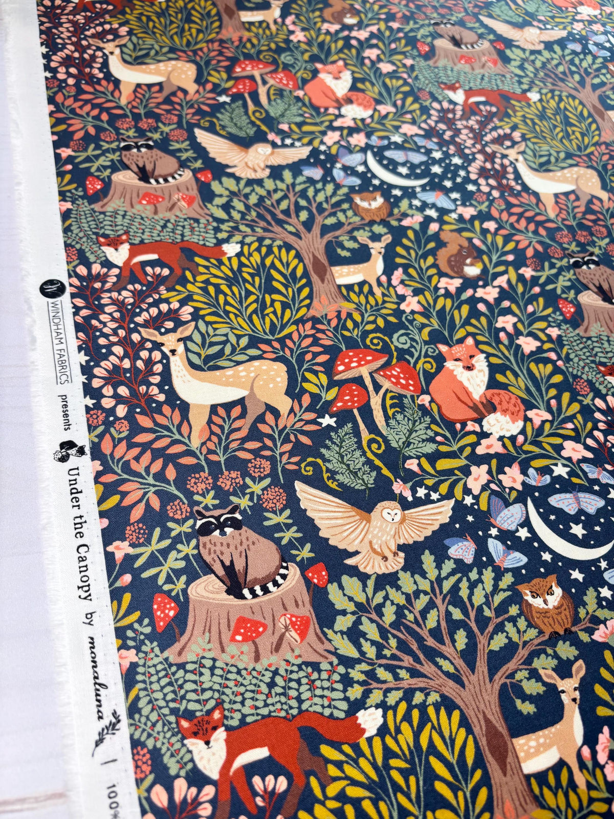 Enchanted, Under the Canopy, Woodland Animals by Monaluna, Windham Fabric, Organic Cotton, Sold by the Half Yard