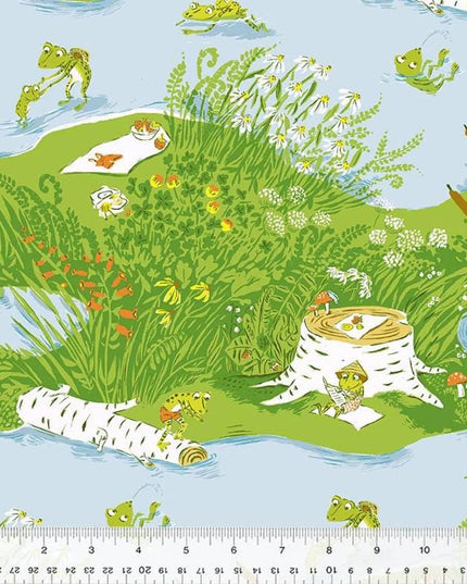 Heather Ross Studio Edit Frog Pond Blue 37022D-1, Windham Fabric, Cotton, Sold by the Half Yard