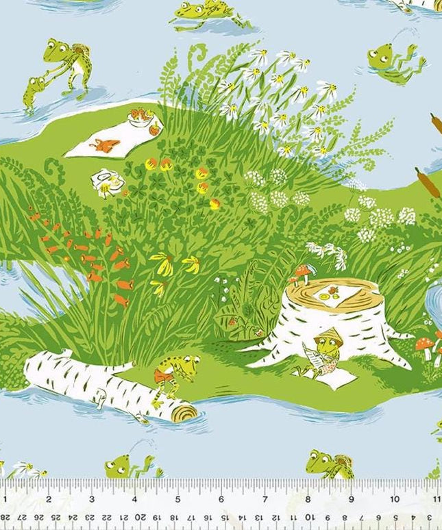 Heather Ross Studio Edit Frog Pond Blue 37022D-1, Windham Fabric, Cotton, Sold by the Half Yard